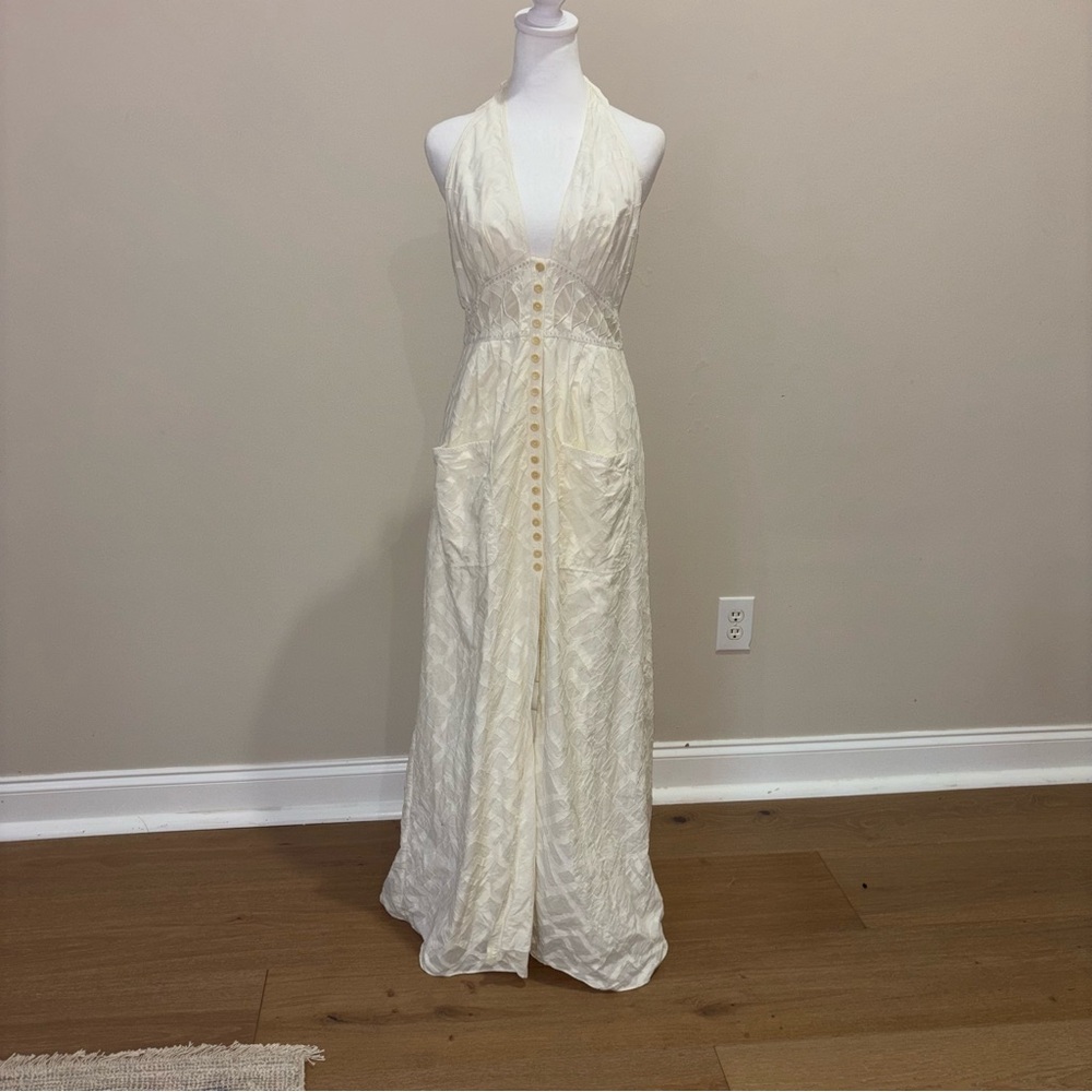 Catherine Malandrino Cream Halter Backless Dress